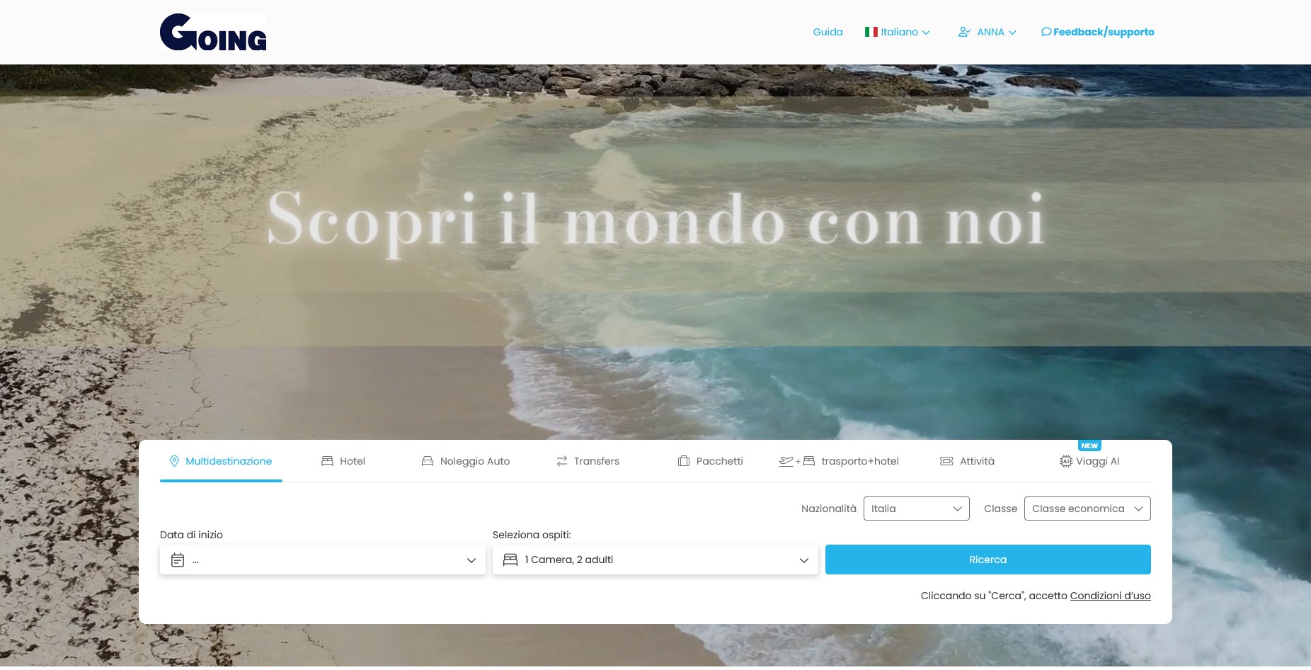 Immagine di sfondo della pagina Going lancia Dynamiko, la nuova piattaforma tecnologica per le agenzie di viaggio B2B