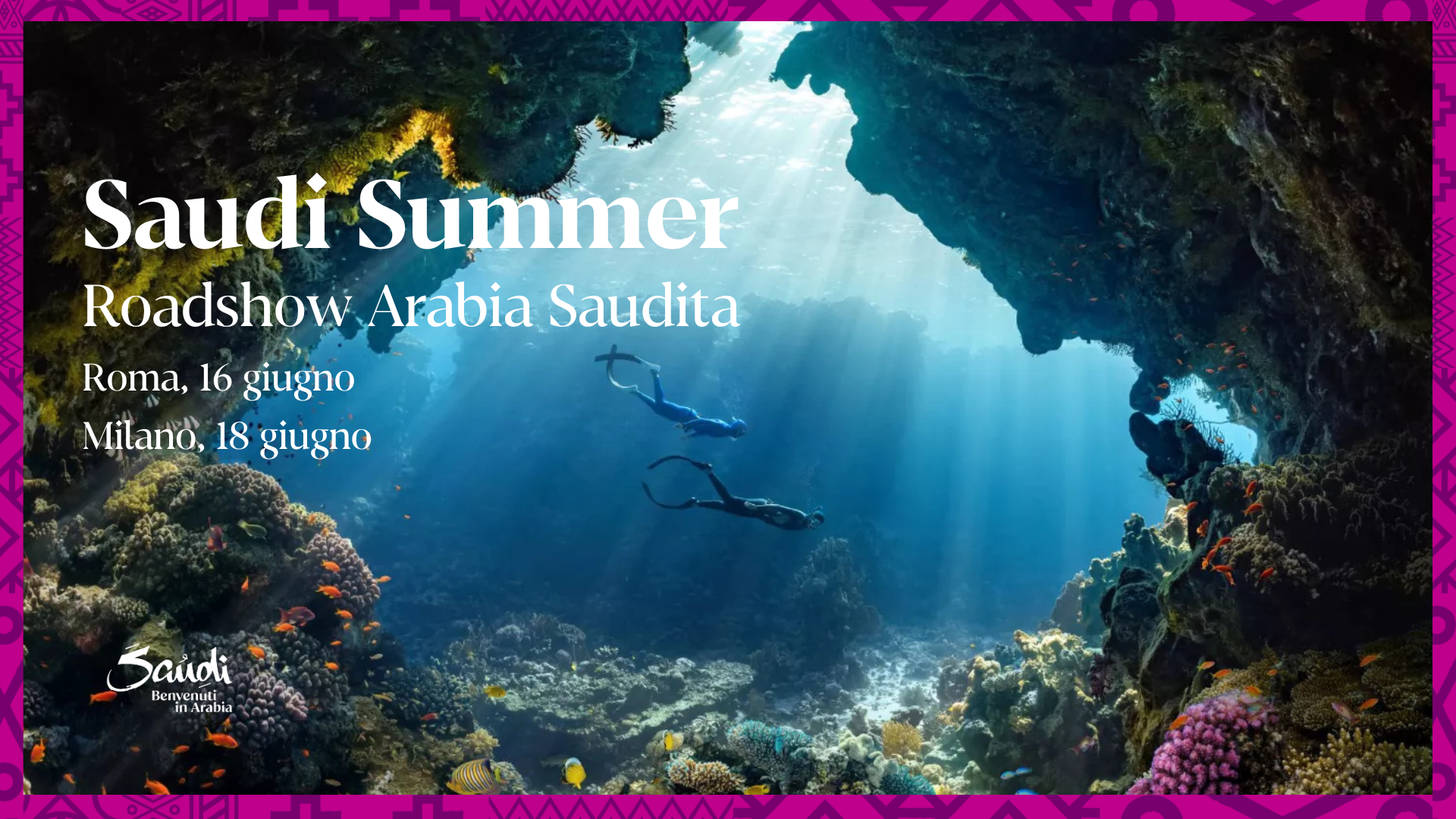 Immagine di sfondo della pagina Roadshow “Saudi Summer”: l’Arabia Saudita incontra il trade italiano a Roma e Milano