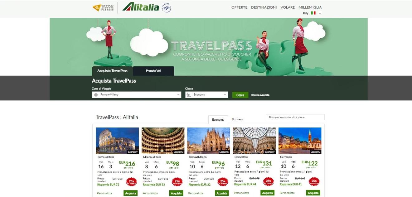 Immagine di sfondo della pagina Alitalia lancia TravelPass