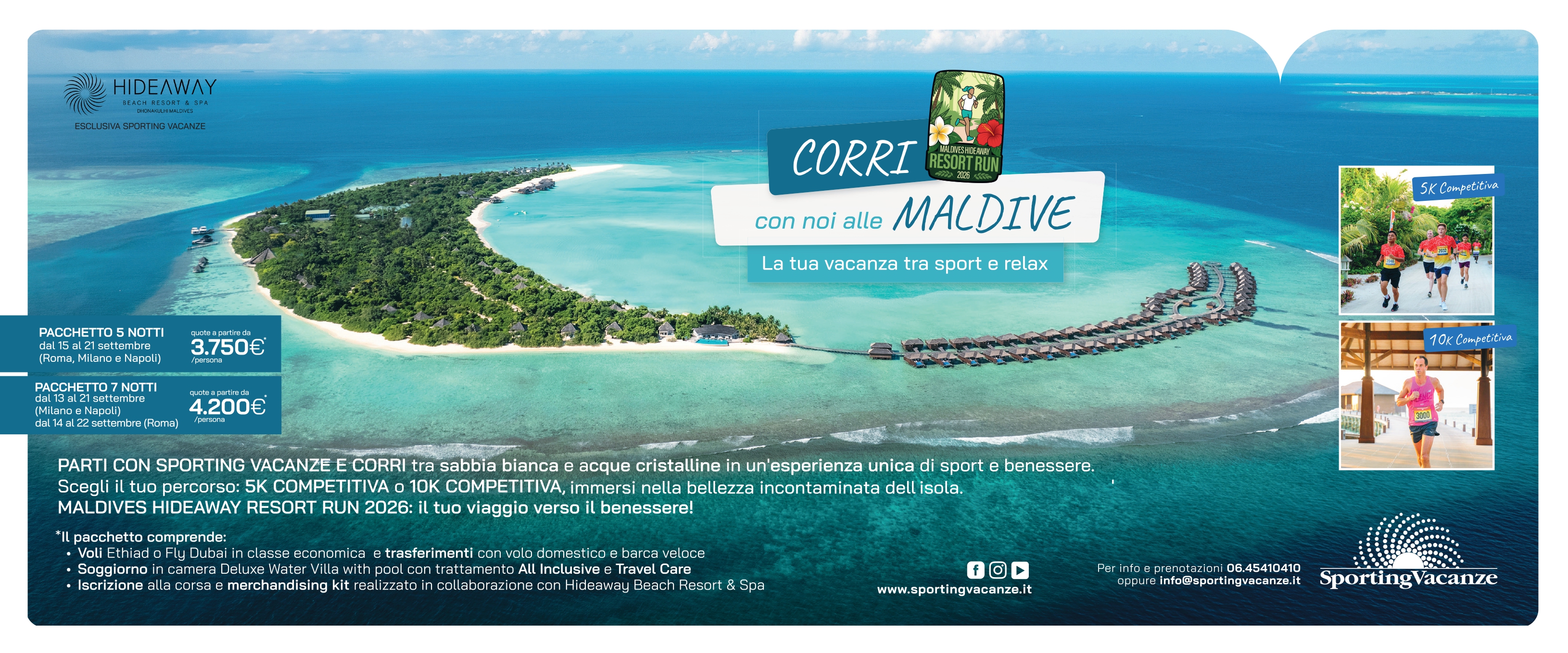 Immagine di sfondo della pagina Sporting Vacanze, alle Maldive si corre in paradiso: nasce la Maldives Hideaway Resort Run 2026