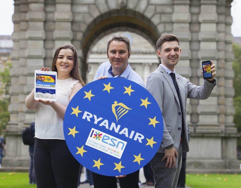Immagine di sfondo della pagina Ryanair, accordo con Erasmus Student Network