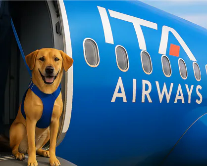 Immagine di sfondo della pagina ITA Airways rivoluziona il pet travel: via al primo test per l’accesso in cabina dei cani oltre i 10 kg