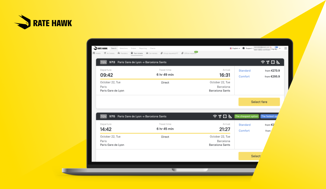 Immagine di sfondo della pagina RateHawk lancia un nuovo servizio di prenotazione di viaggi in treno