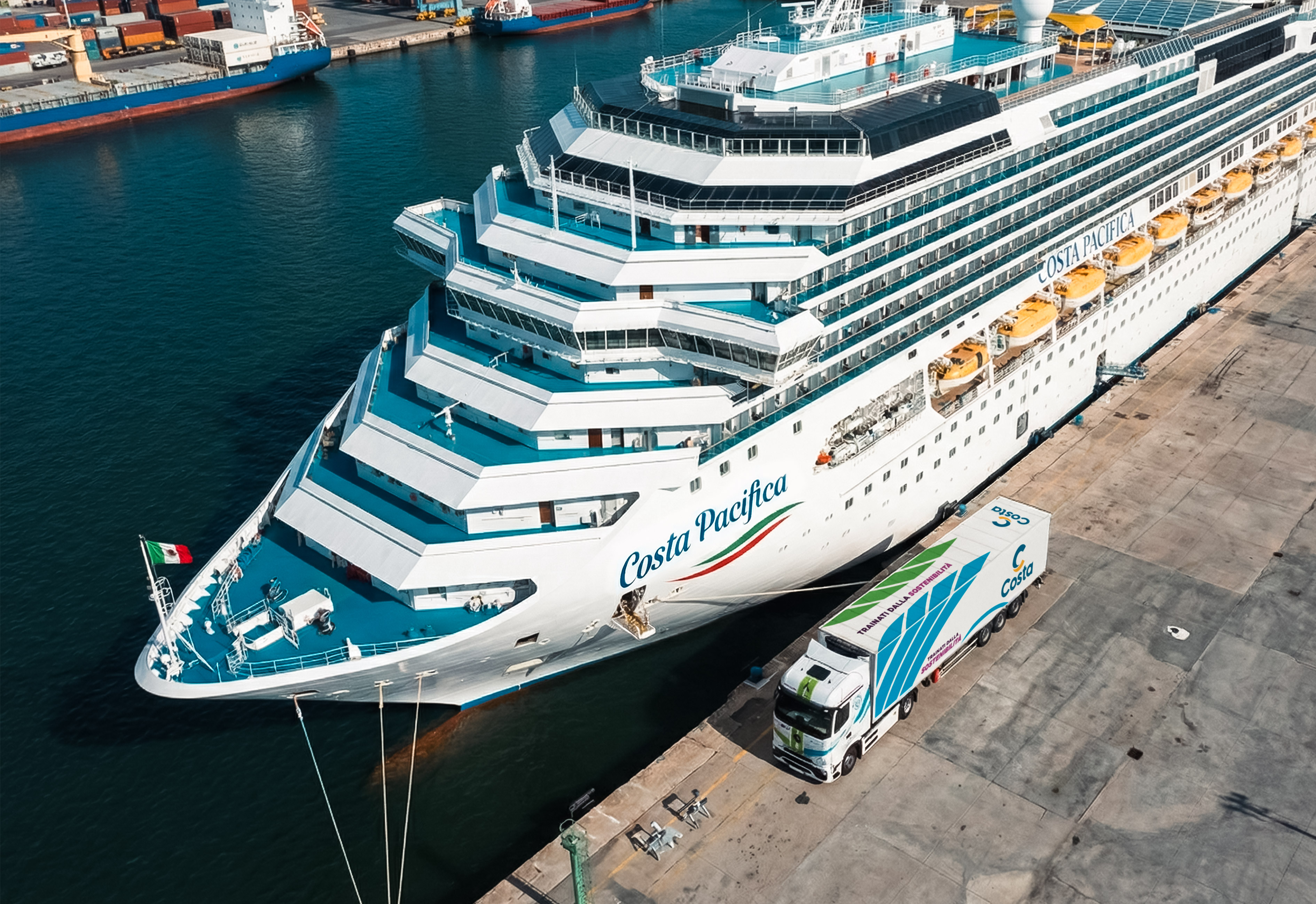 Immagine LC3 Trasporti e Costa Crociere testano camion elettrici per la logistica sotto nave