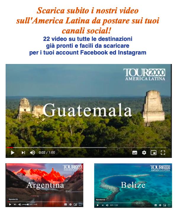 Immagine di sfondo della pagina Tour2000AmericaLatina: 22 video per i social adv