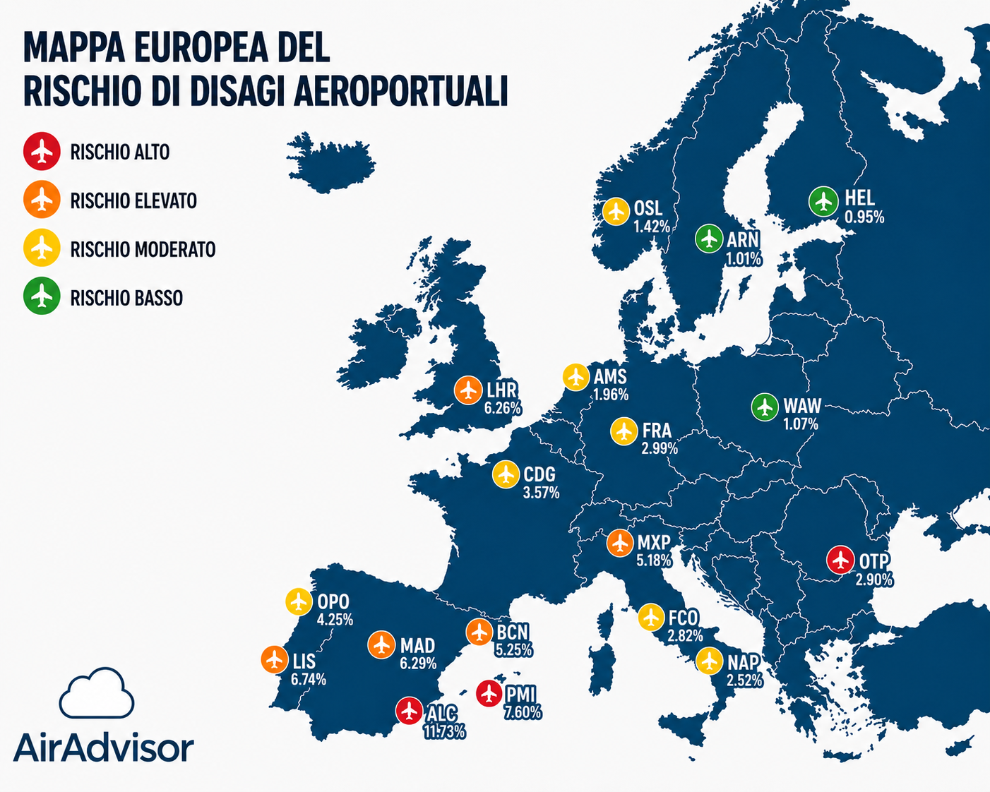 Immagine Aeroporti italiani sotto pressione: ritardi record e cancellazioni in aumento nel 2026