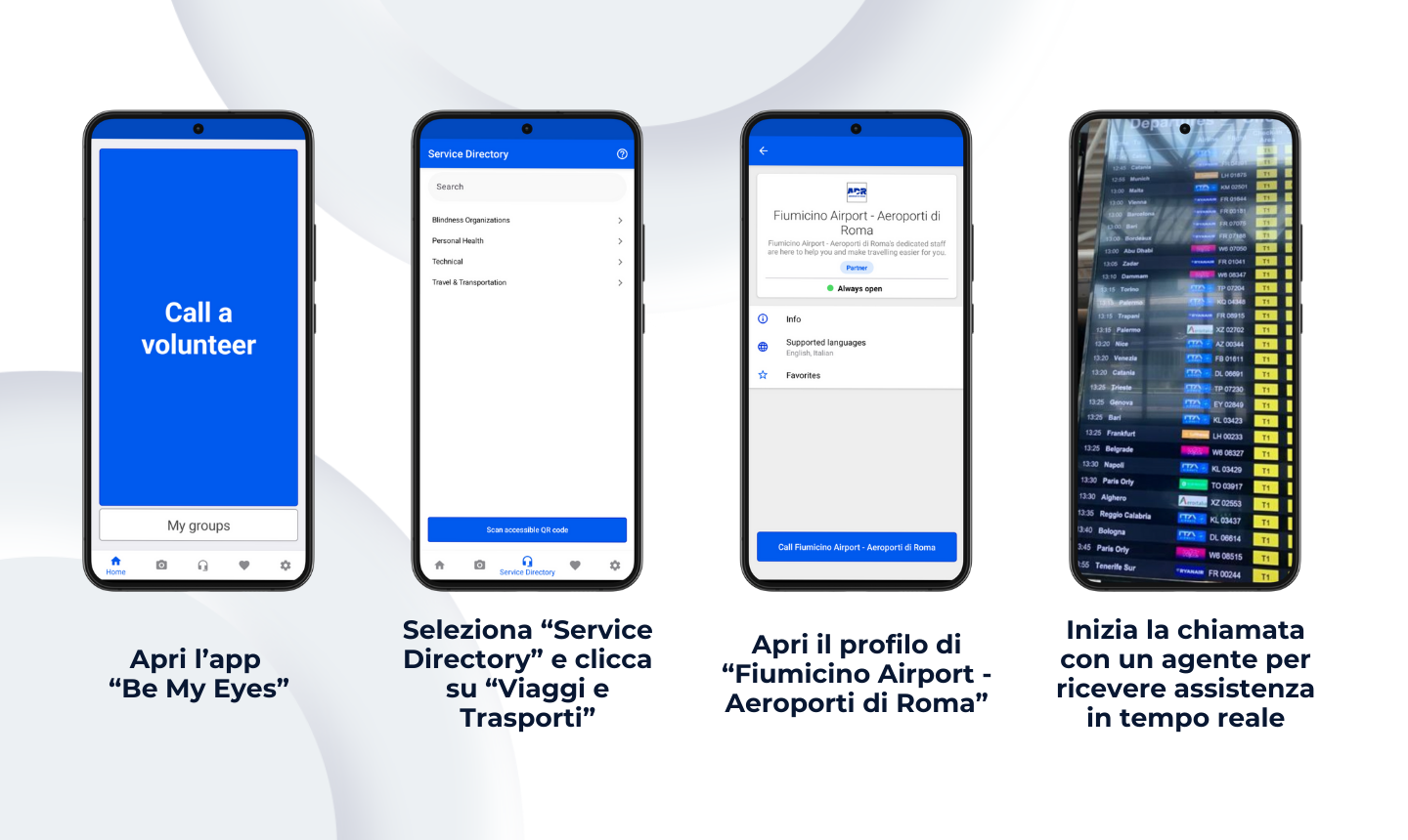 Immagine Be My Eyes e Aeroporti di Roma: accessibilità   per passeggeri non vedenti e ipovedenti