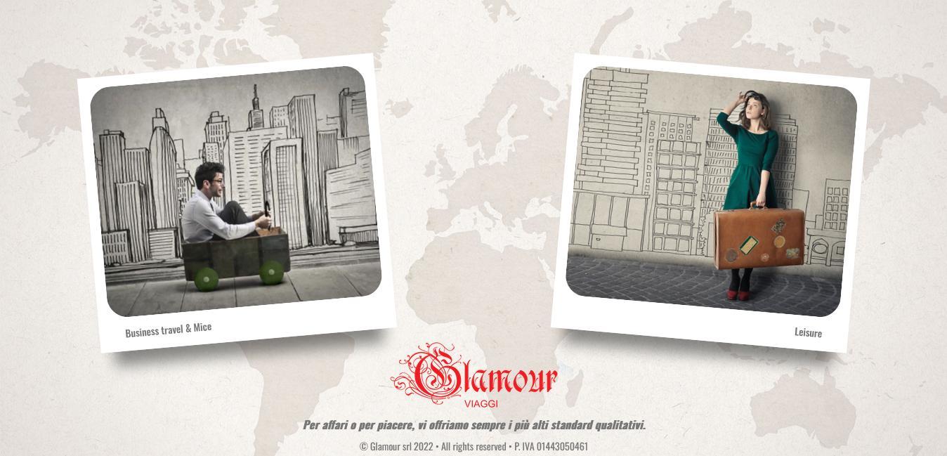 Immagine di sfondo della pagina Online il nuovo sito di Glamour Tour Operator
