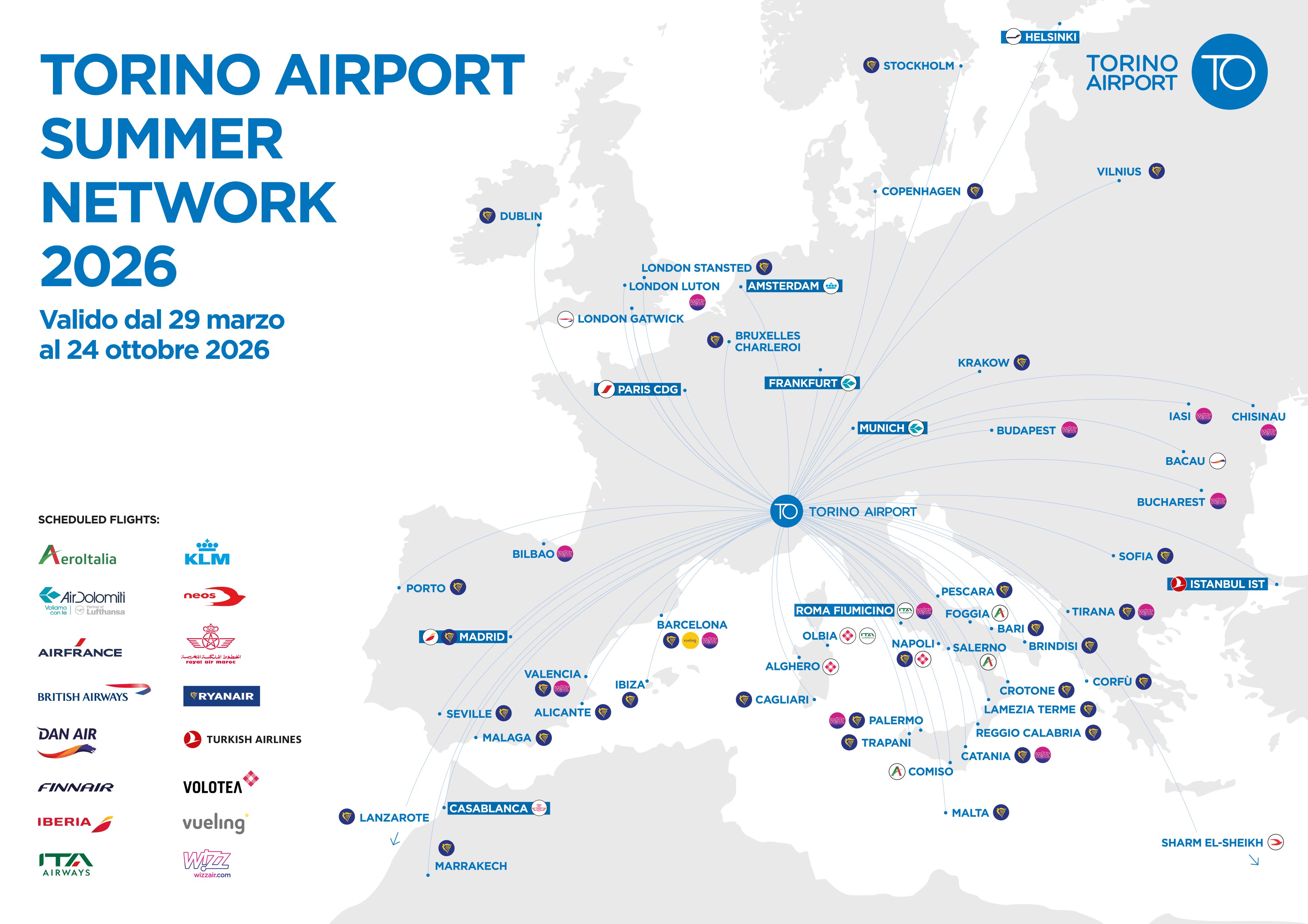 Immagine Torino Airport potenzia i collegamenti: tutte le novità Summer 2026