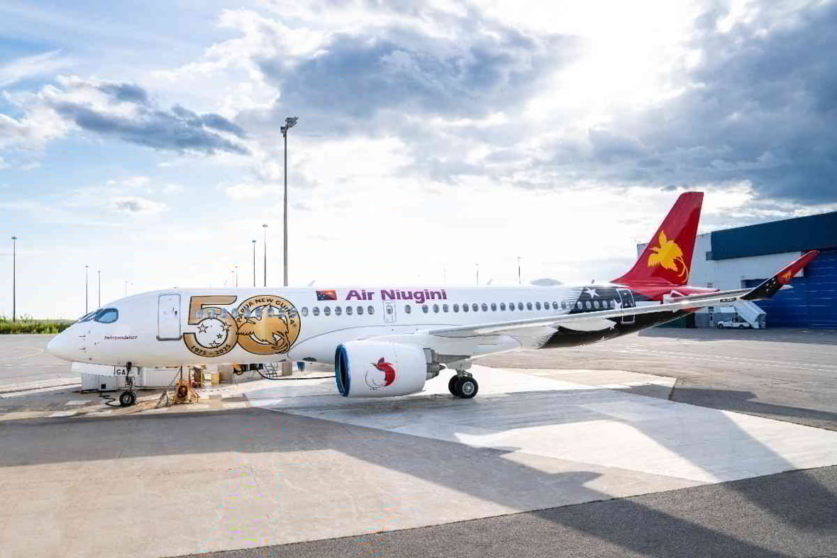 Immagine di sfondo della pagina Air Niugini riceve il suo primo Airbus A220