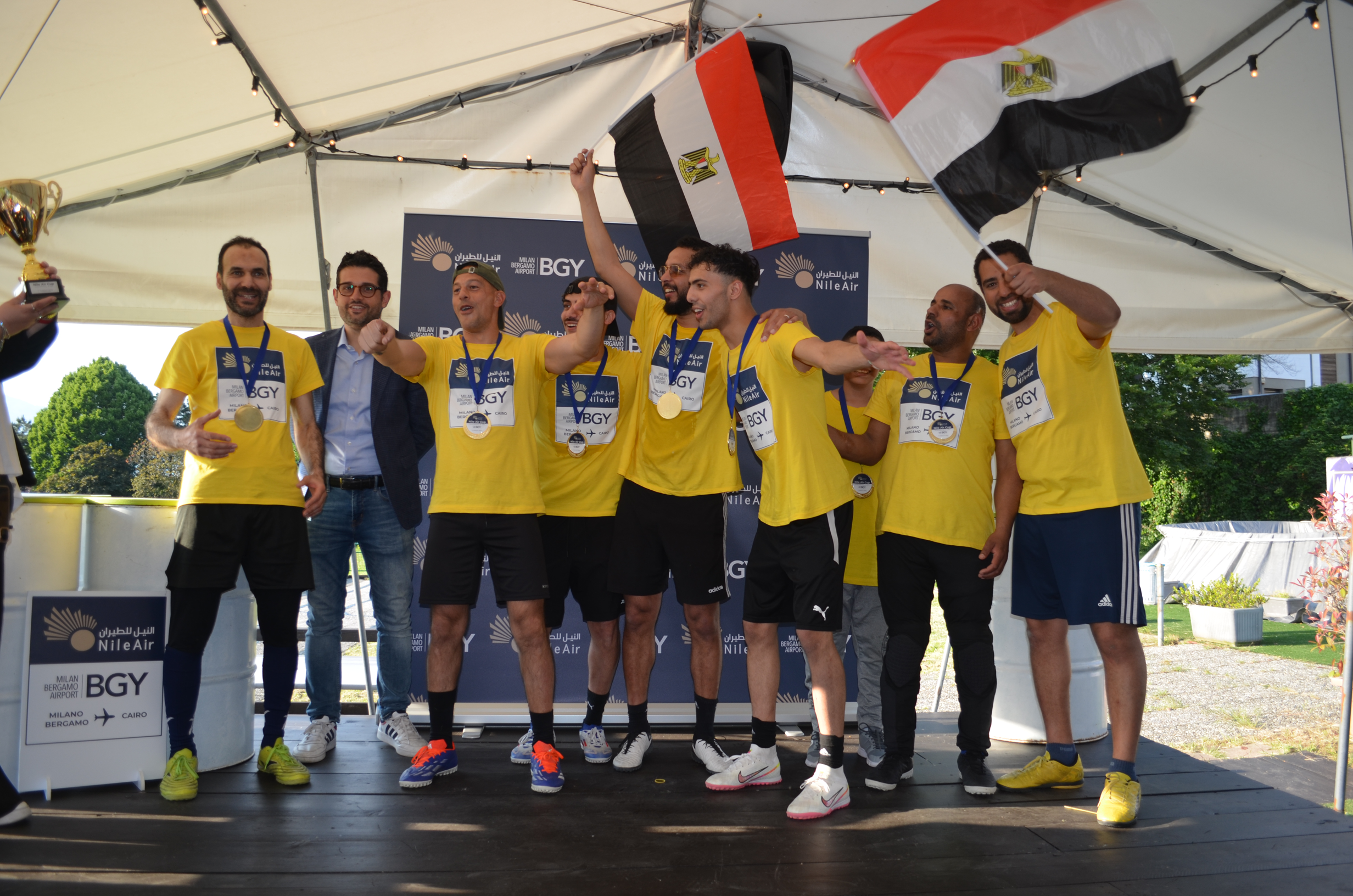 Immagine di sfondo della pagina Nile Air e Sacbo promuovono la rotta Milano Bergamo-Il Cairo con un torneo di calcio a 5