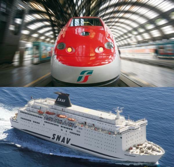 Immagine di sfondo della pagina Trenitalia e Snav, prezzi scontati traghetto+treno