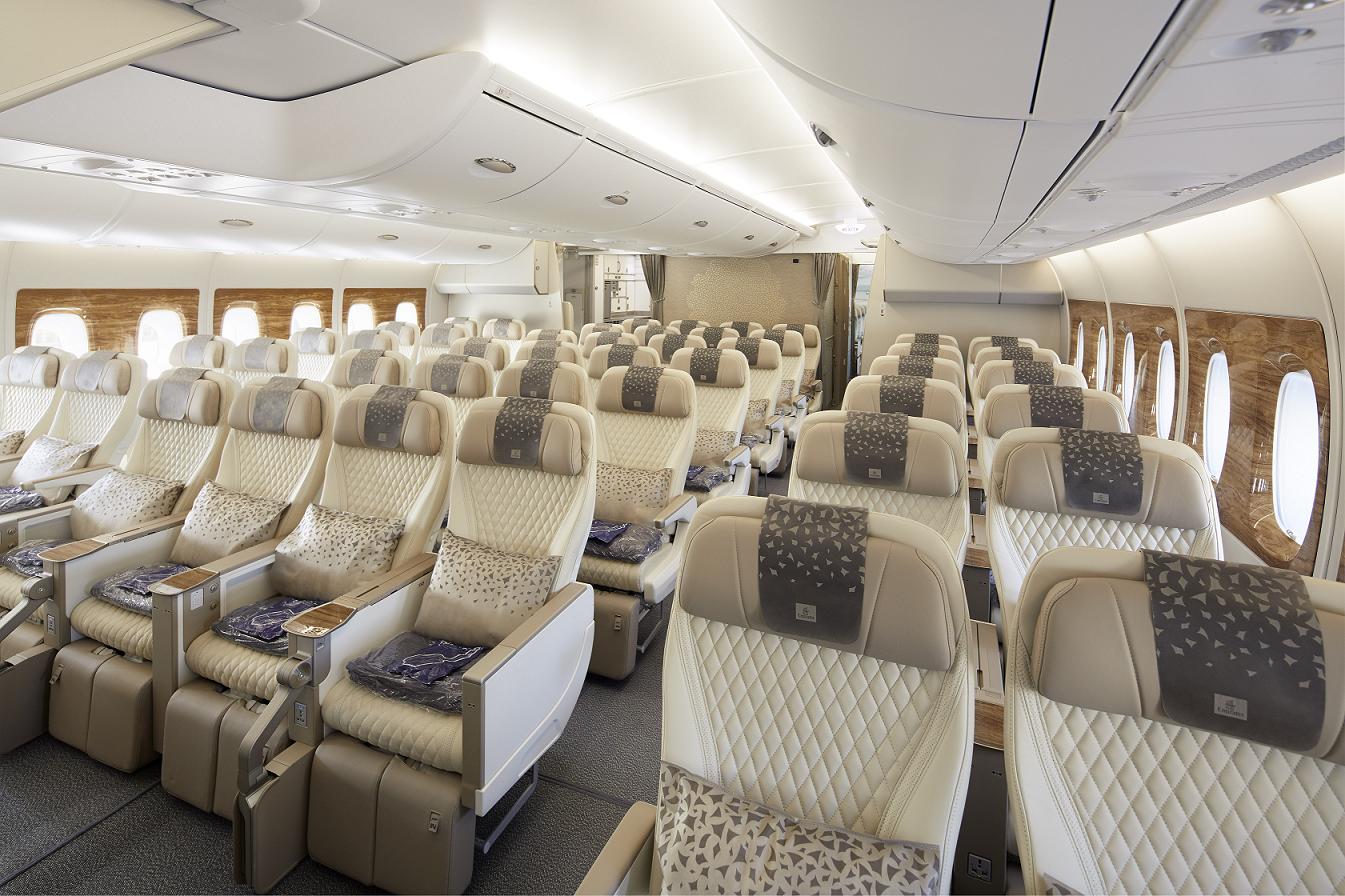 Immagine di sfondo della pagina Emirates, nuovo A380 con Premium Economy Class