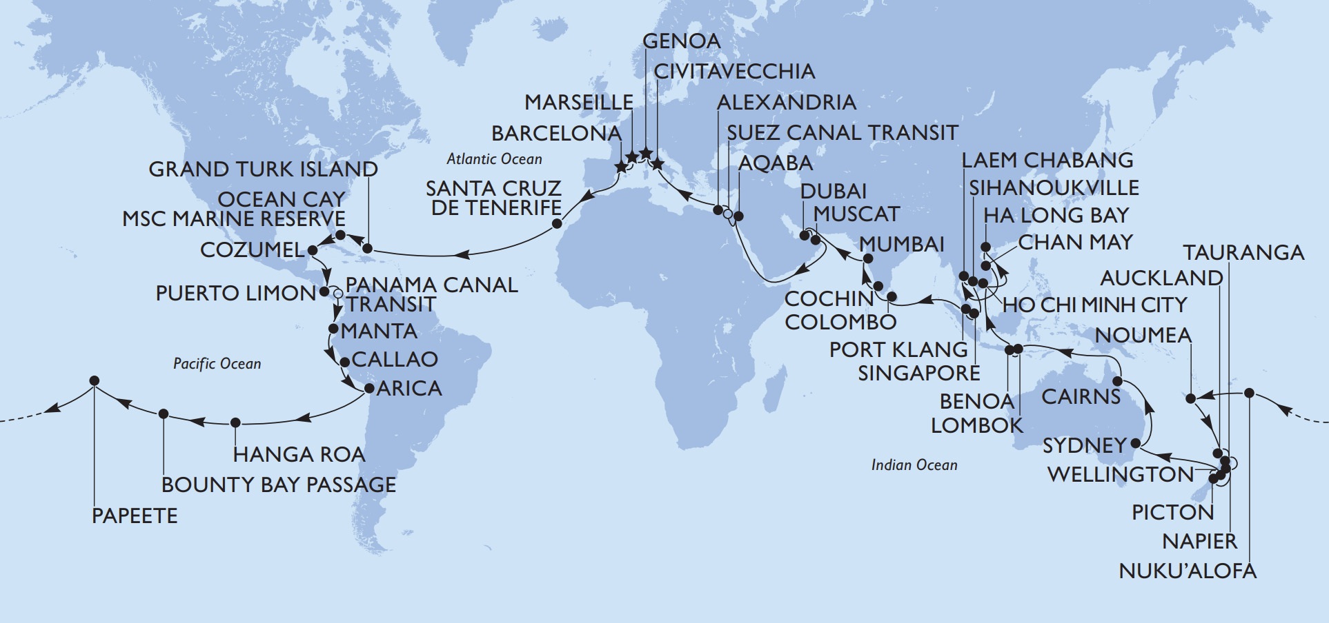 Immagine MSC World Cruise 2028: 115 notti intorno al mondo a bordo di MSC Magnifica