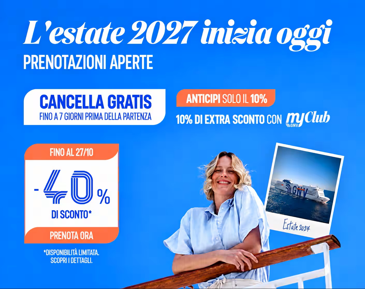Immagine GNV apre le vendite per l’estate 2027: sconti fino al 40%