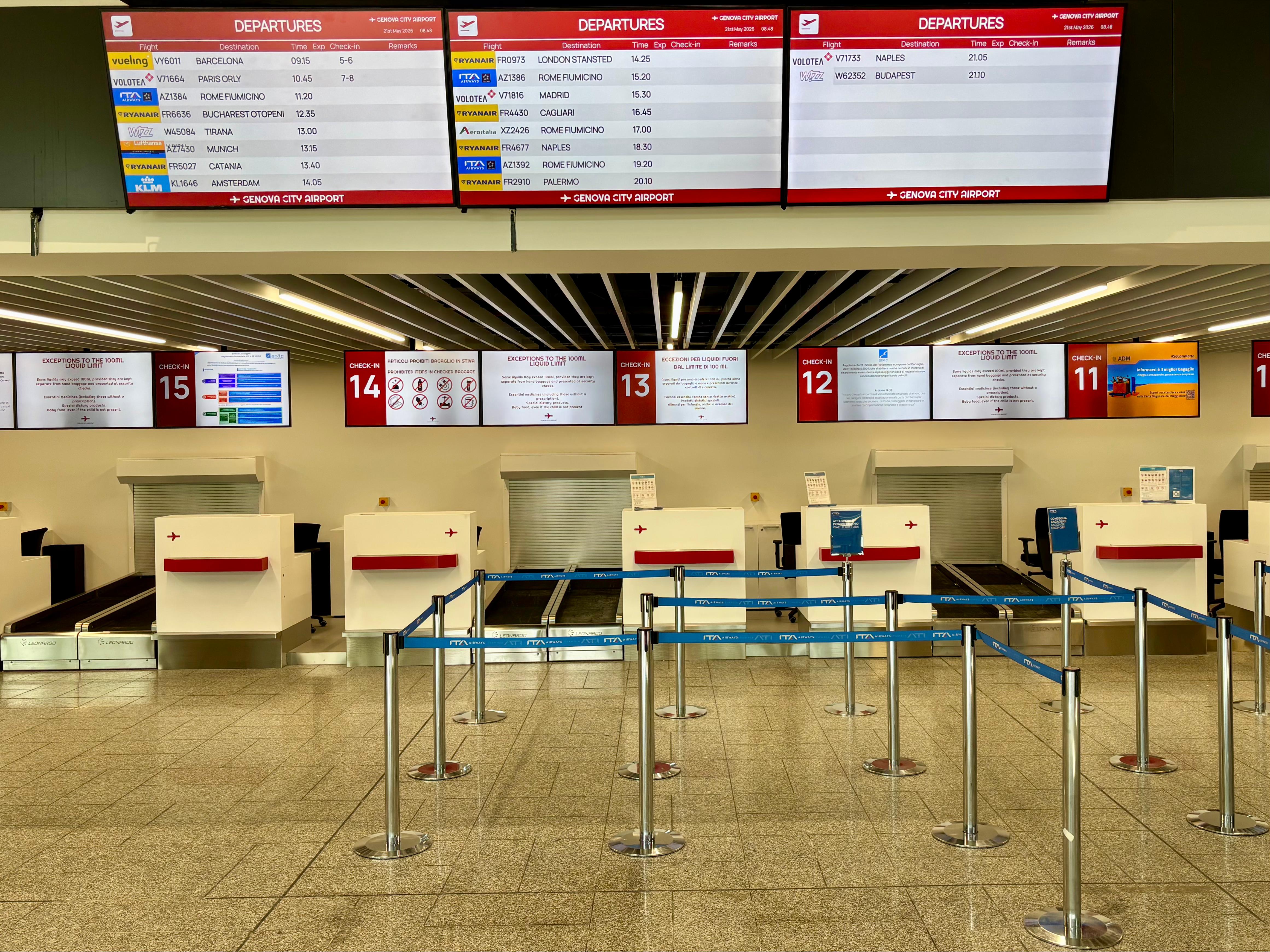 Immagine Aeroporto di Genova, operativi i primi 9 nuovi check‑in: prosegue il piano di ammodernamento