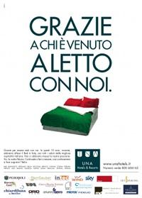 Immagine di sfondo della pagina Una Hotels, nuova campagna "Grazie a chi è venuto a letto con noi"