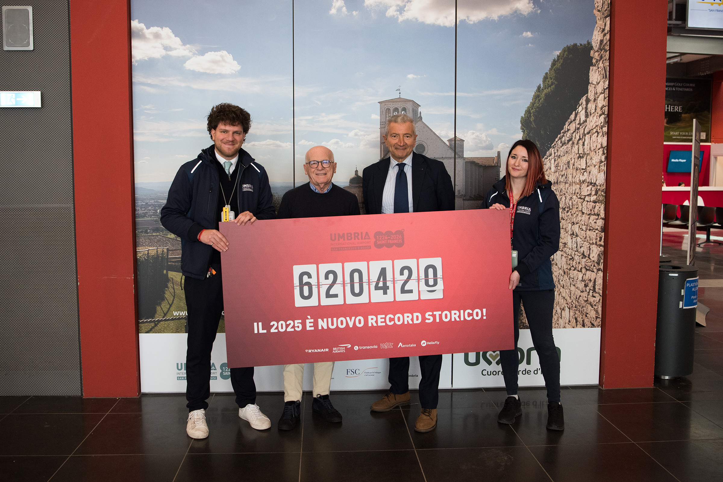 Immagine Aeroporto Umbria: il 2025 raggiunge la cifra record di 620.420 passeggeri