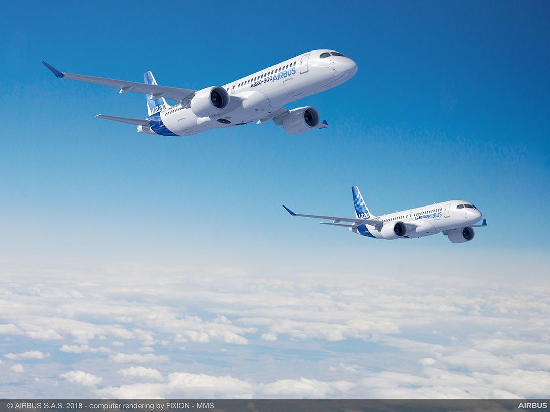 Immagine di sfondo della pagina Airbus, migliorano le prestazioni dell'A220