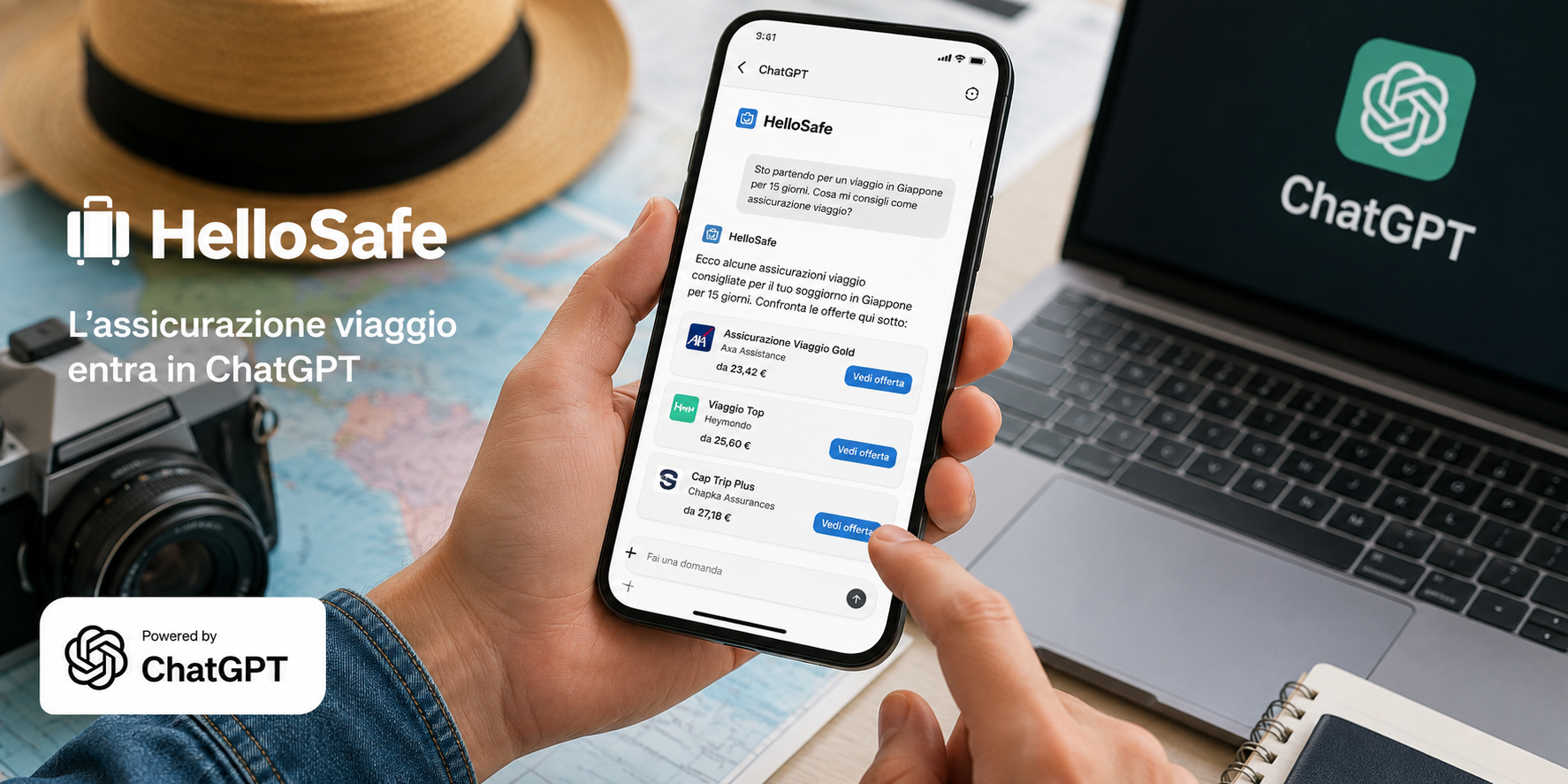 Immagine HelloSafe lancia la prima app di assicurazione viaggio nativa su ChatGPT