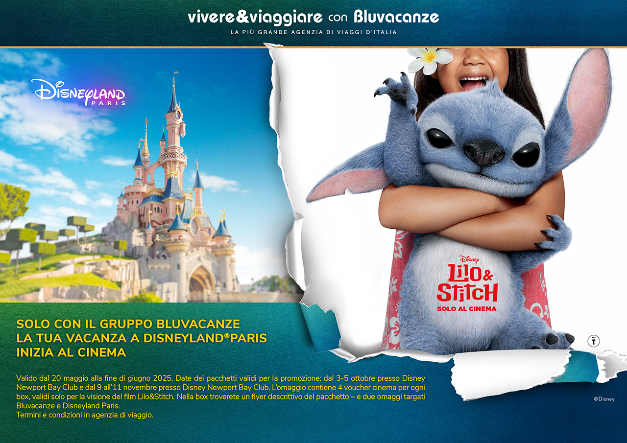 Immagine di sfondo della pagina Bluvacanze lancia la Box Disneyland Paris ispirata a Lilo & Stitch