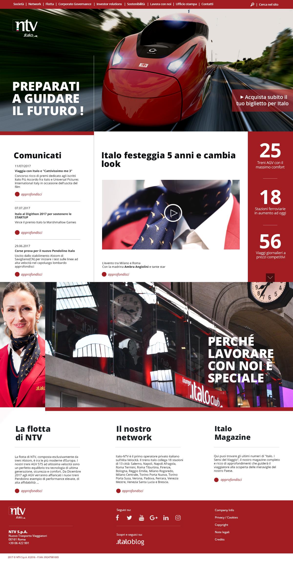 Immagine di sfondo della pagina E' online il nuovo sito corporate NTV