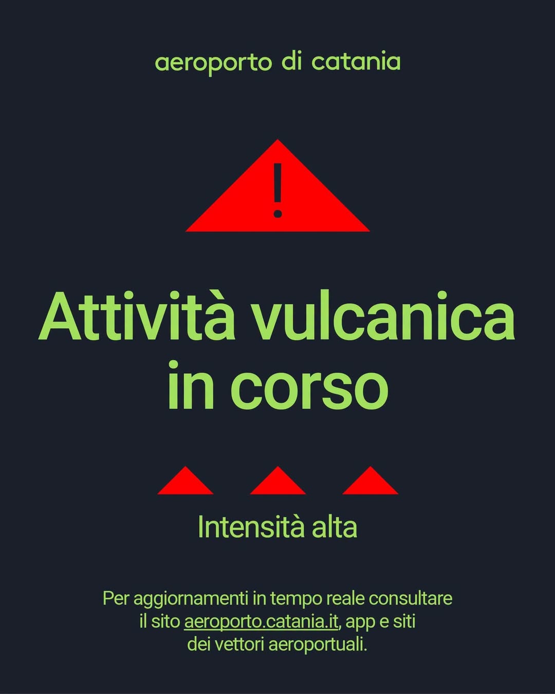 Immagine Aeroporto di Catania, situazione voli per l'attività dell'Etna: gli aggiornamenti