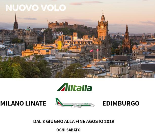 Immagine di sfondo della pagina Alitalia, nuovo volo Milano Linate - Edimburgo
