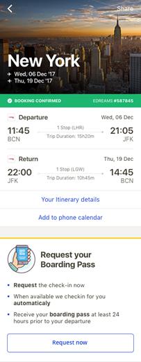 Immagine di sfondo della pagina eDreams Odigeo, check-in automatico da APP