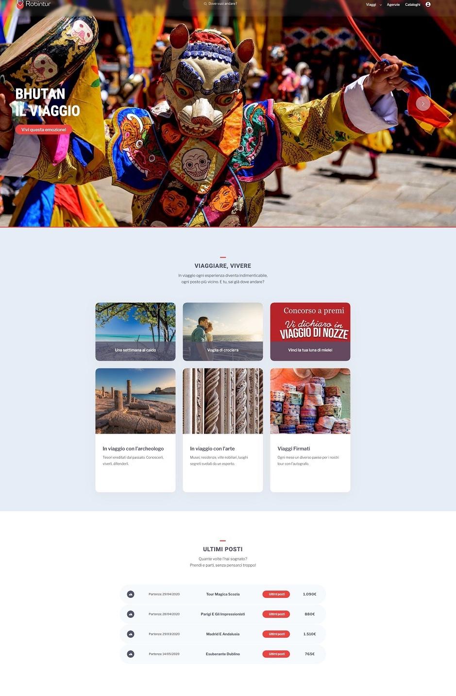 Immagine di sfondo della pagina Online il nuovo sito di Robintur Travel Group
