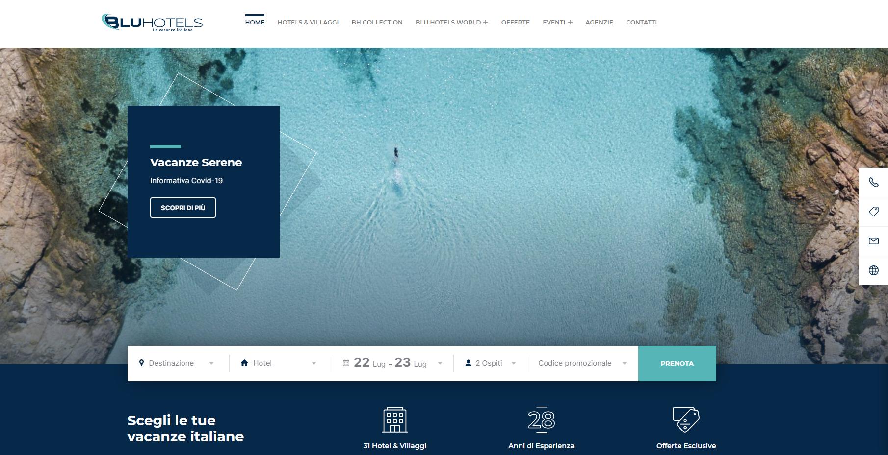 Immagine di sfondo della pagina Un nuovo sito per Blu Hotels