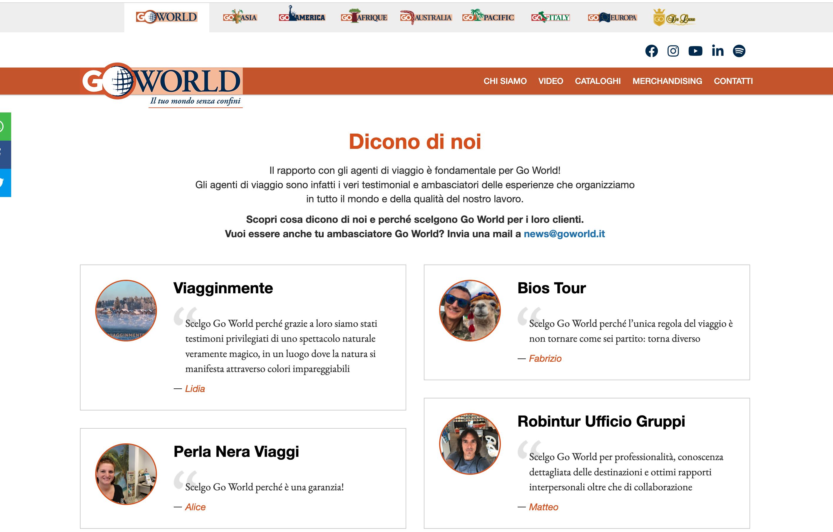 Immagine di sfondo della pagina Go World mette in home page le agenzie di viaggio